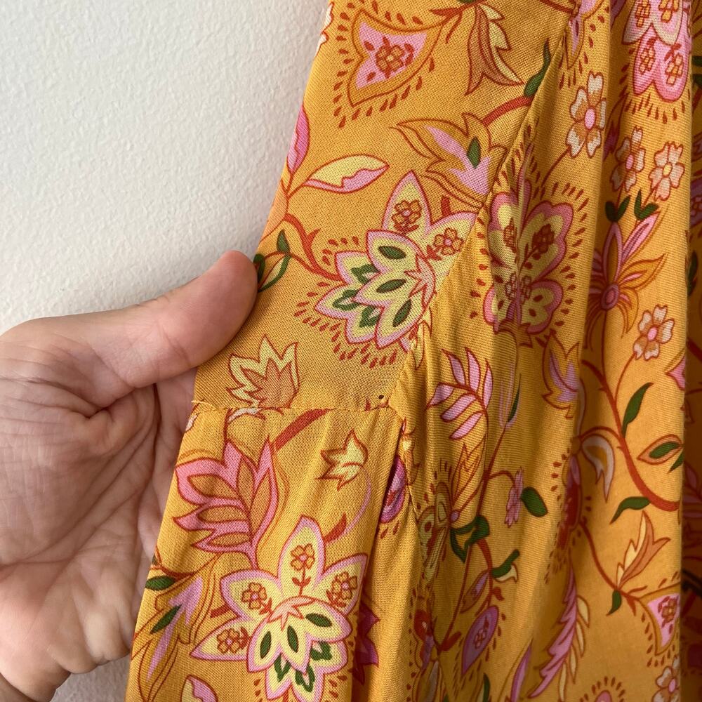 Spell And The Gypsy Collective Portobello Road Kimono Floral Yellow Robe, Small - Picture 9 of 16